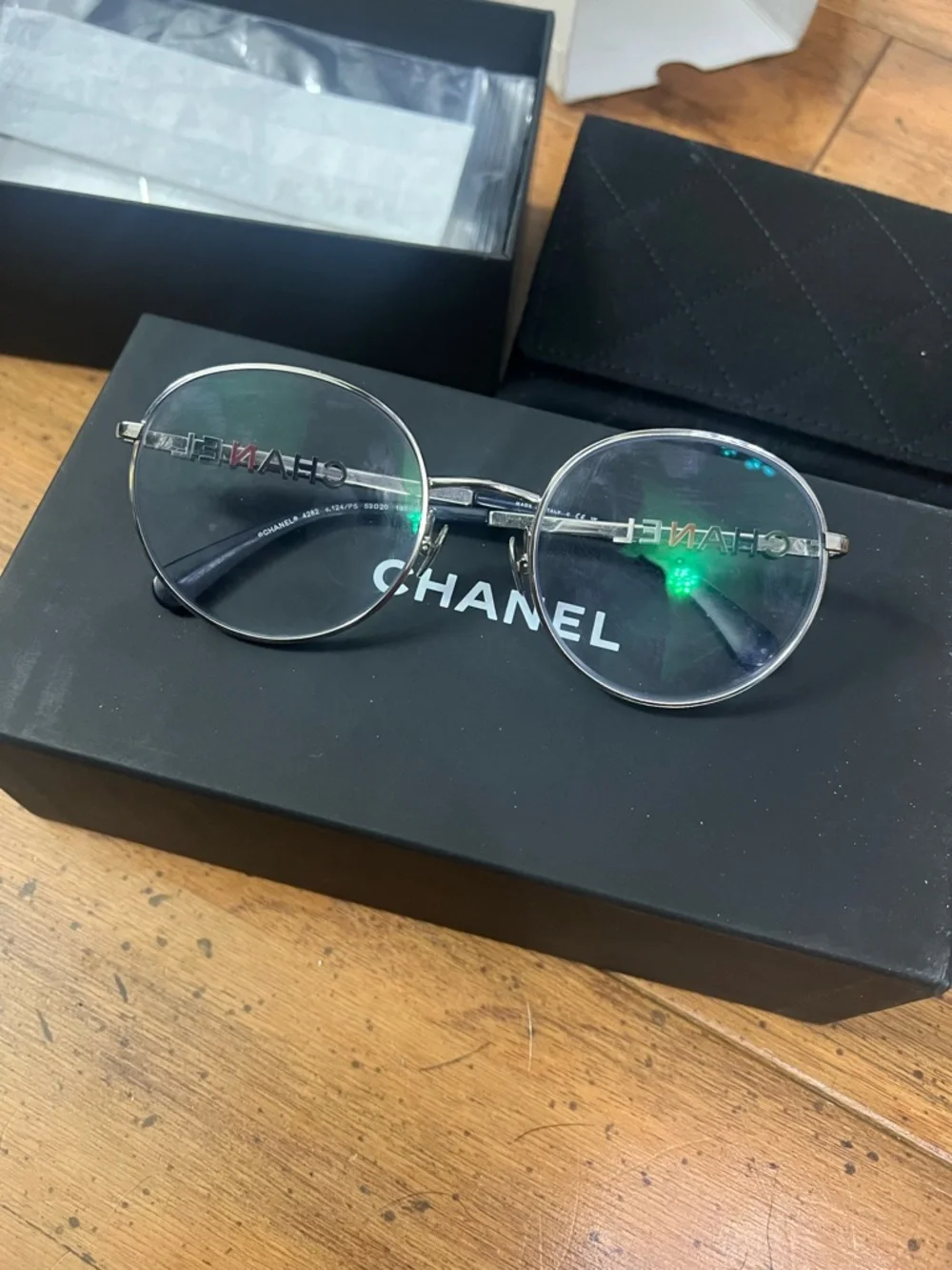 CHANEL Round Silver Metal Frame Glasses sunglasses frame